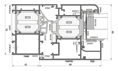 Procural PE78EI tř. EI30 - okno OS